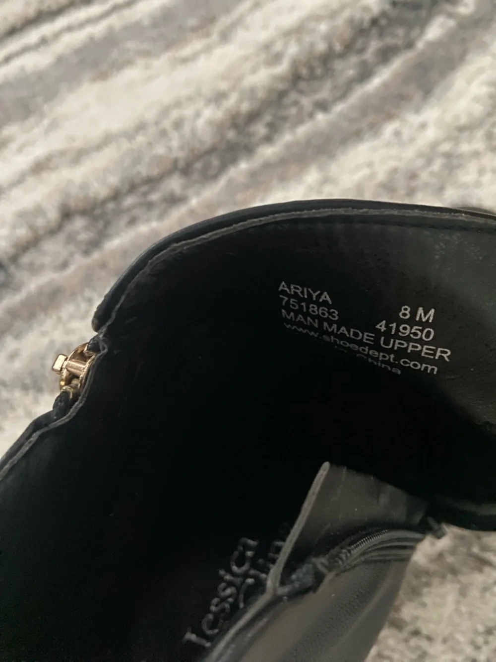 Classic Black Ankle Booties with Gold Zip Accent - Picture 5 of 12